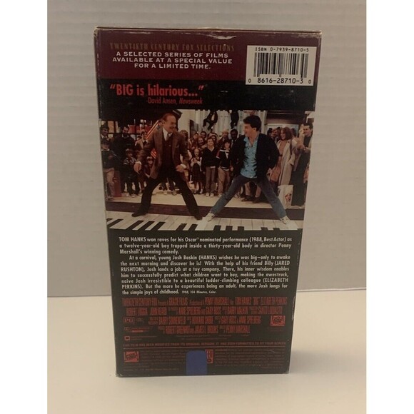 BIG (VHS 1988, 1995 release) Tom Hanks, Pre-Owned, Good Condition - Picture 2 of 4